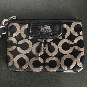 Coach Black Canvas Leather Wristlet